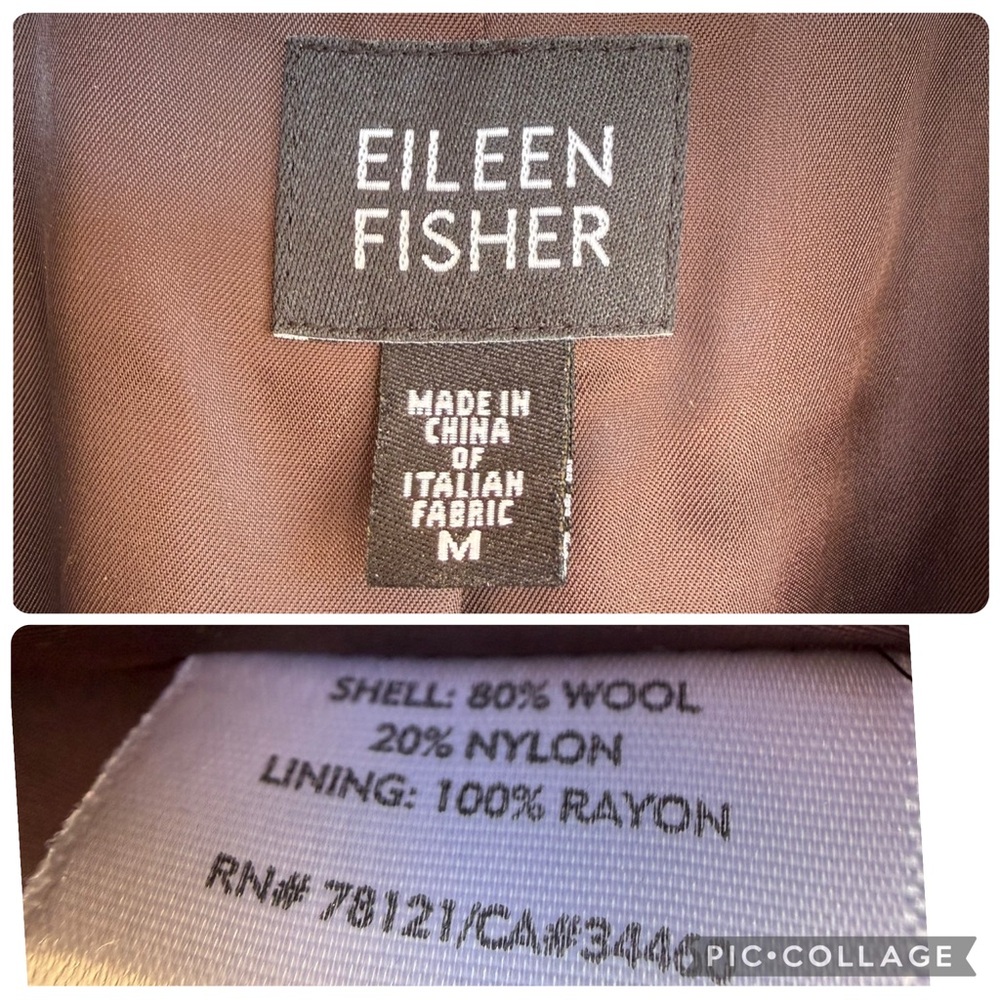 Eileen Fisher Italian Fabric Wool‎ Blend Bouclé Shawl Collar Jacket Blazer M - Picture 7 of 8